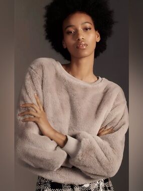 Maeve by Anthropologie Faux Fur Sweatshirt